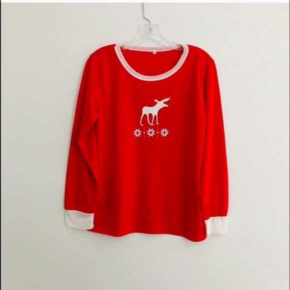 NWT Cozy Ladies Red Snowflake Moose Pajama Set Size Large - Picture 6 of 7